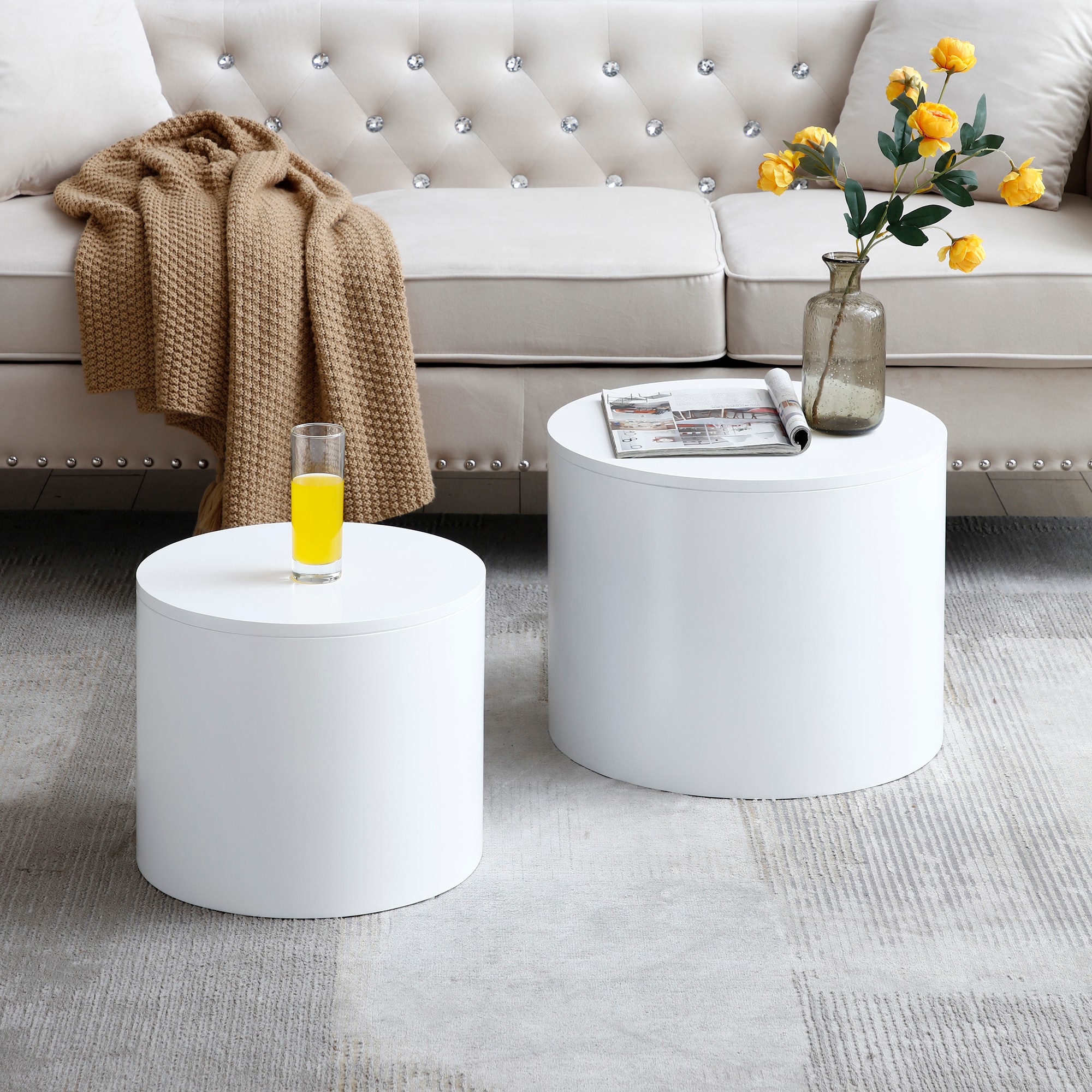 Coffee Tables,MDF with ash/oak/walnut veneer side table/coffee table/end table/nesting table set of 2 for living room,office,bedroom, White, 2Colors Coffee Tables,MDF with ash/oak/walnut veneer side table/coffee table/end table/nesting table set of 2 for living room,office,bedroom, White, 2Colors